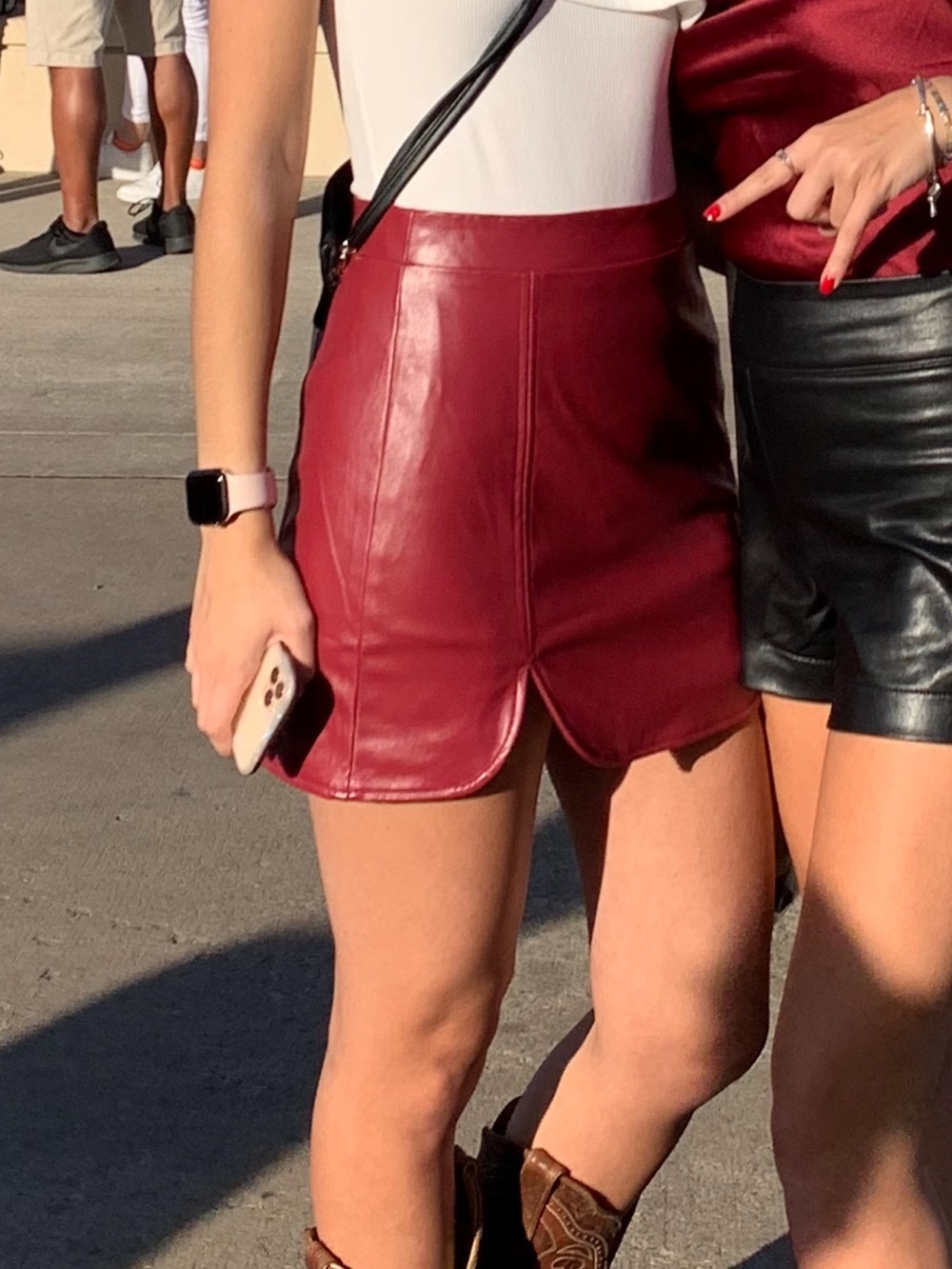 Women’s Burgundy Faux Leather Mini Skirt